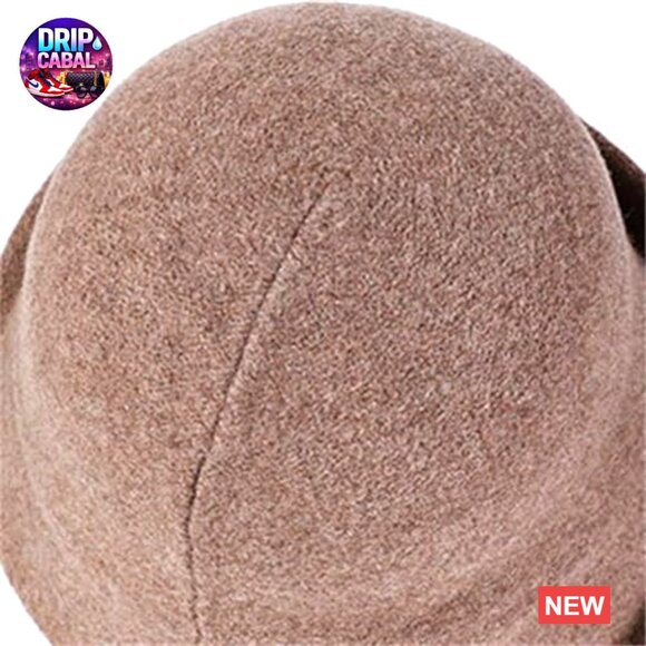 Wool Blend Vintage Bucket Hat Adjustable Drawstring Winter Fedora